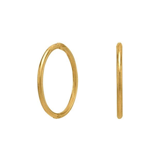 Siersbøl creoler i 8 eller 14 kt guld, 1 mm x 12 mm – klassiske og slanke øreringe.
